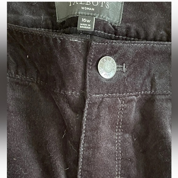 Talbots woman Heritage black velour‎ cropped pants size 16W Y2K mid rise cotton - Picture 4 of 10